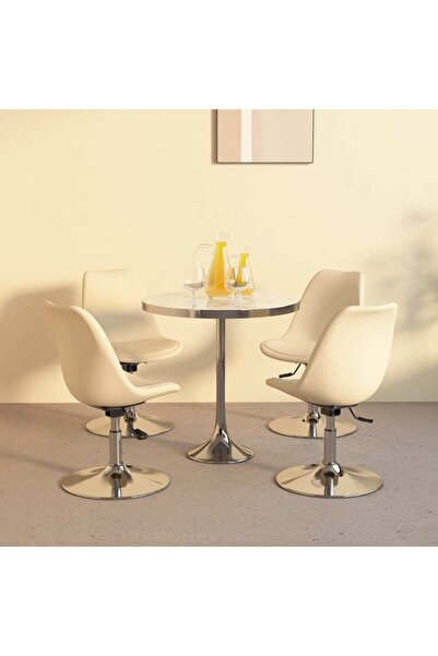 Concept Περιστρεφόμενες καρέκλες κουζίνας, 4 τεμ., κρεμ, ύφασμα