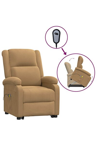 Concept Ανακλινόμενη πολυθρόνα μασάζ με ανυψωτήρα, καφέ, Βελούδο