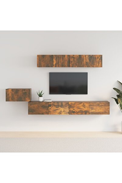 Concept Σετ ντουλαπιών τηλεόρασης, 5 τεμάχια, καπνιστή δρυς, επεξεργασμένο ξύλο