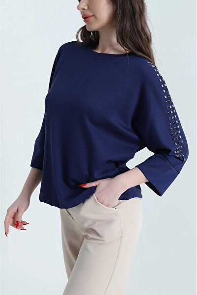 IŞILDA FASHION Μπλούζα με στάμπα πέτρας