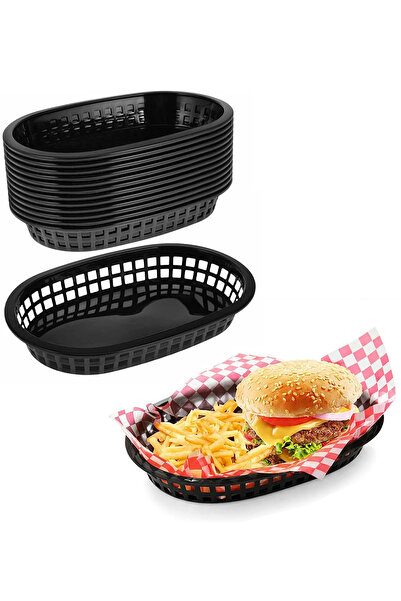 Akyüz Plastik 🍔 10'lu Plastik Hamburger, Patates, Nachos ve Atıştırmalık Ser...