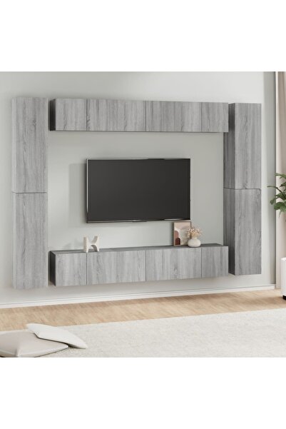 Concept Set dulapuri TV, 10 piese, gri sonoma, lemn compozit