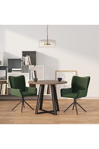 Concept Περιστρεφόμενες καρέκλες κουζίνας, 2 τεμ., σκούρο πράσινο, Βελούδο