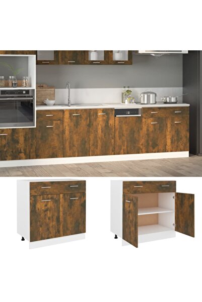 Concept Dulap inferior de chiuvetă, stejar fumuriu, 80x46x81,5 cm, lemn