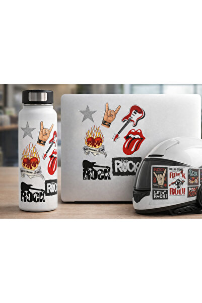 Limitless Design Rock Sticker Poster 22X30 cm – Guitar, Rock Hand Sign, and I...