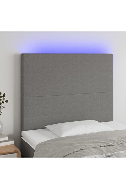 Concept Tăblie de pat cu LED, gri închis, 80x5x118/128 cm, textil
