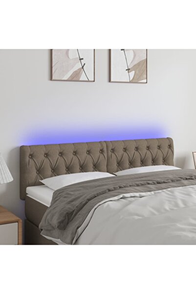 Concept Tăblie de pat cu LED, gri taupe, 144x7x78/88 cm, textil