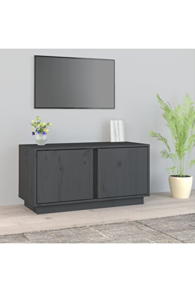 Concept Έπιπλο τηλεόρασης, γκρι, 80x35x40,5 cm, μασίφ ξύλο πεύκου