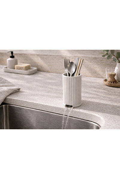 İKONİXPET Lavabo Kenarı Kaşıklık Süzgeçli Mutfak Organizer Su Tahliyeli Kurut...