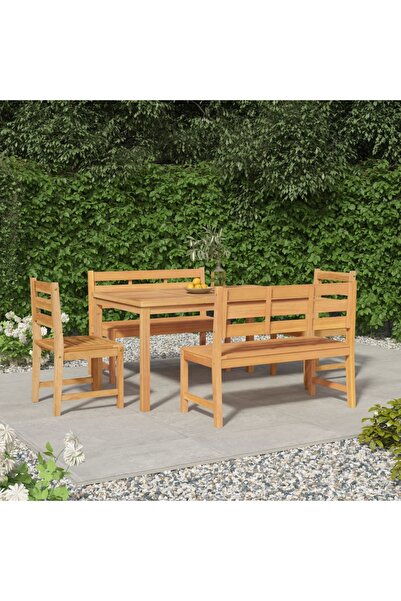 Concept Σετ τραπεζαρίας κήπου, από μασίφ ξύλο τικ, 5 τεμάχια