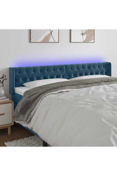 Concept Κεφαλάρι LED, σκούρο μπλε, 203x16x78/88 cm, Βελούδο