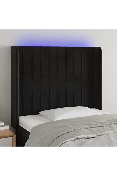 Concept Tăblie de pat cu LED, negru, 93x16x118/128 cm, catifea