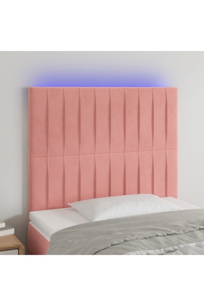Concept Tăblie de pat cu LED, roz, 90x5x118/128 cm, catifea