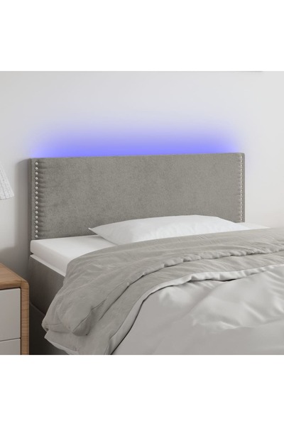 Concept Tăblie de pat cu LED, gri deschis, 80x5x78/88 cm, catifea