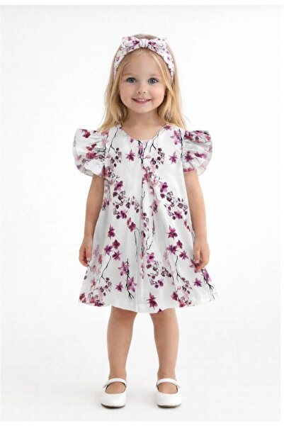 BEGONYA BEBECE KIDS Girl's Bandana Floral Printed Dress Girl's Summer Dress
