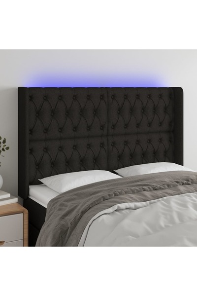 Concept Κεφαλάρι LED, μαύρο, 163x16x118/128 cm, ύφασμα