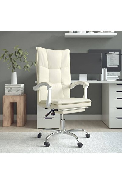 Concept Ανακλινόμενη καρέκλα γραφείου, κρεμ, οικολογικό Δερμάτινο