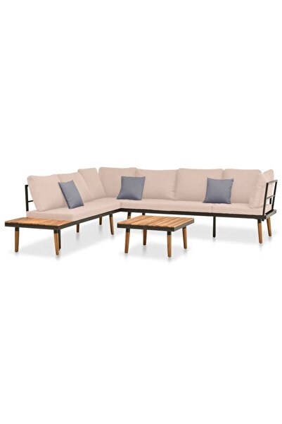 Concept Set mobilier de grădină cu perne, 4 piese, lemn masiv de acacia