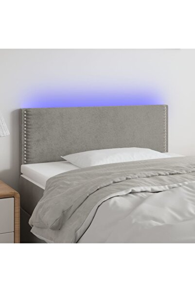 Concept Tăblie de pat cu LED, gri deschis, 90x5x78/88 cm, catifea