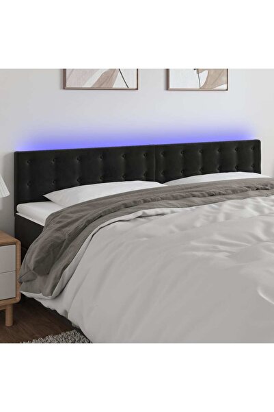 Concept Tăblie de pat cu LED, negru, 160x5x78/88 cm, catifea