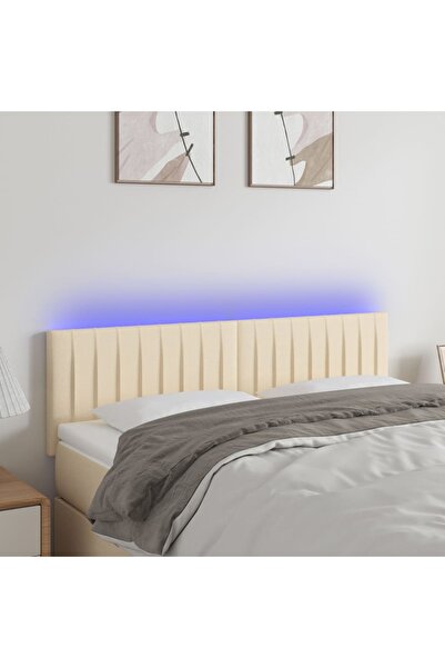 Concept Tăblie de pat cu LED, crem, 144x5x78/88 cm, textil