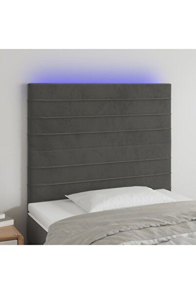 Concept Tăblie de pat cu LED, gri închis, 80x5x118/128 cm, catifea