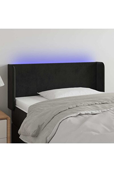 Concept Tăblie de pat cu LED, negru, 93x16x78/88 cm, catifea