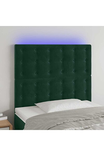 Concept Tăblie de pat cu LED, verde închis, 80x5x118/128 cm, catifea