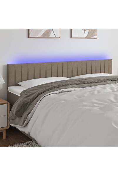 Concept Tăblie de pat cu LED, gri taupe, 160x5x78/88 cm, textil