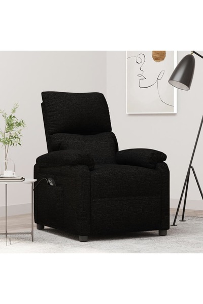 Concept Ηλεκτρική ανακλινόμενη πολυθρόνα, μαύρη, υφασμάτινο υλικό