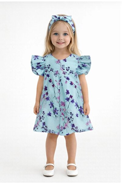 BEGONYA BEBECE KIDS Girl's Bandana Floral Printed Dress Girl's Summer Dress