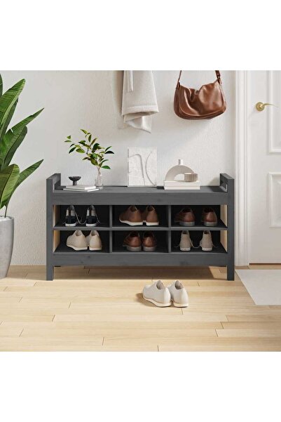 Concept Πάγκος διαδρόμου, γκρι, 110x40x60 εκ., μασίφ ξύλο πεύκου