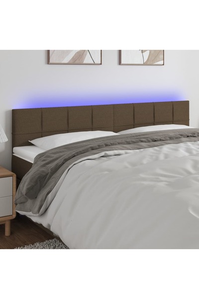 Concept Tăblie de pat cu LED, gri taupe, 160x5x78/88 cm, textil