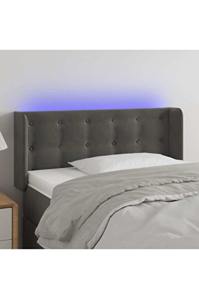 Concept Tăblie de pat cu LED, gri închis, 103x16x78/88 cm, catifea