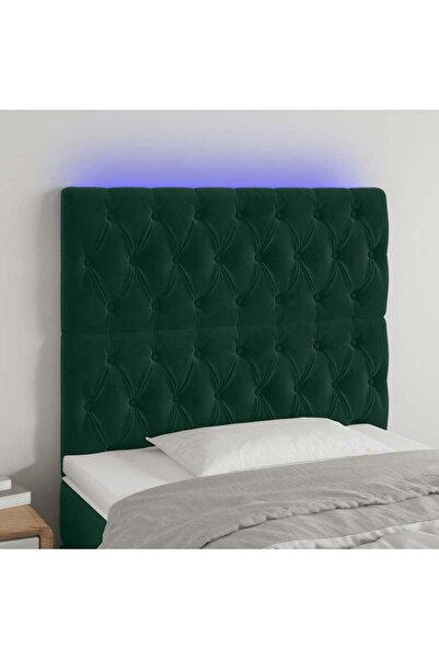 Concept Tăblie de pat cu LED, verde închis, 90x7x118/128 cm, catifea