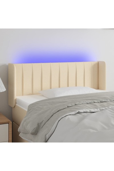 Concept Tăblie de pat cu LED, crem, 83x16x78/88 cm, textil