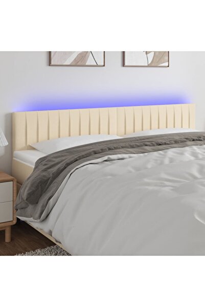 Concept Tăblie de pat cu LED, crem, 180x5x78/88 cm, textil