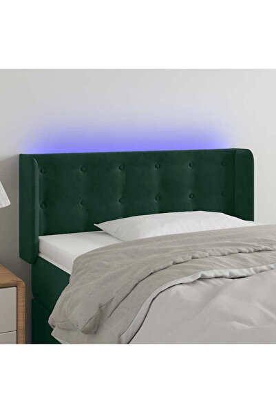 Concept Tăblie de pat cu LED, verde închis, 83x16x78/88 cm, catifea