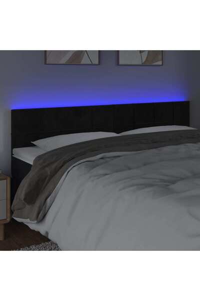 Concept Tăblie de pat cu LED, negru, 180x5x78/88 cm, catifea