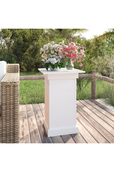 Concept Βάση λουλουδιών, λευκή, 40x40x60 εκ., μασίφ ξύλο πεύκου