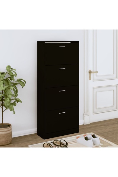 Concept Pantofar, negru, 63x24x147 cm, lemn compozit