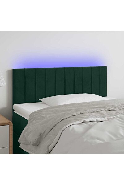 Concept Tăblie de pat cu LED, verde închis, 80x5x78/88 cm, catifea