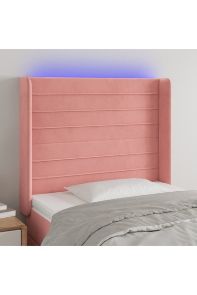 Concept Tăblie de pat cu LED, roz, 103x16x118/128 cm, catifea