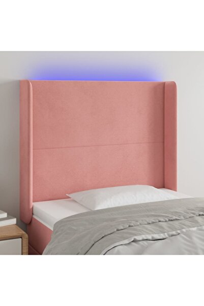 Concept Tăblie de pat cu LED, roz, 103x16x118/128 cm, catifea