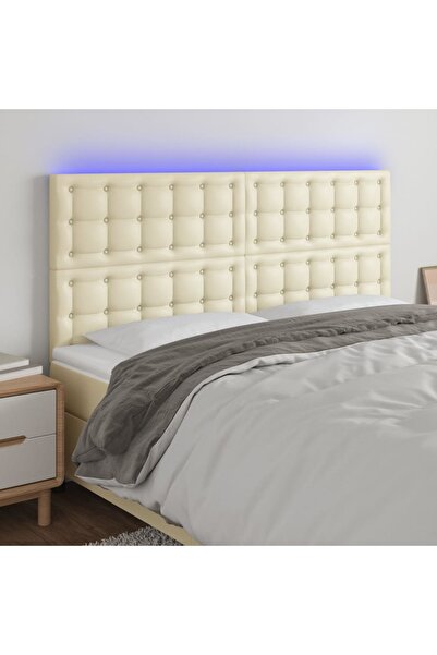 Concept Επιφάνεια εργασίας LED, κρεμ, 160x5x118/128 cm, οικολογικό Δερμάτινο