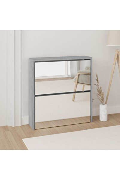 Concept Pantofar cu oglindă, 2 niveluri, gri sonoma, 63x17x67 cm