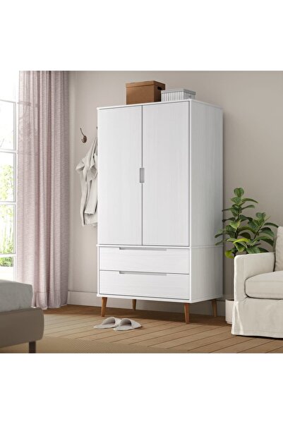 Concept Șifonier, alb, 90x55x175 cm, lemn masiv de pin