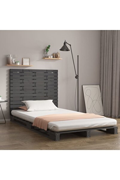 Concept Tăblie de pat pentru perete, gri, 141x3x91,5 cm, lemn masiv pin