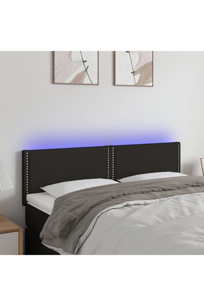 Concept Tăblie de pat cu LED, negru, 144x5x78/88 cm, textil