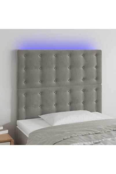 Concept Tăblie de pat cu LED, gri deschis, 80x5x118/128 cm, catifea